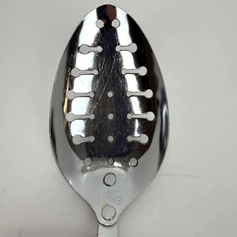 Vintage EKCO Slotted Spoon with Almond Handle, 12 Inches